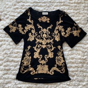 Printed Short Sleeve Blouse
